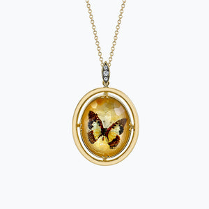 Classic Gold-Dusted Butterfly Spencer Portrait Necklace
