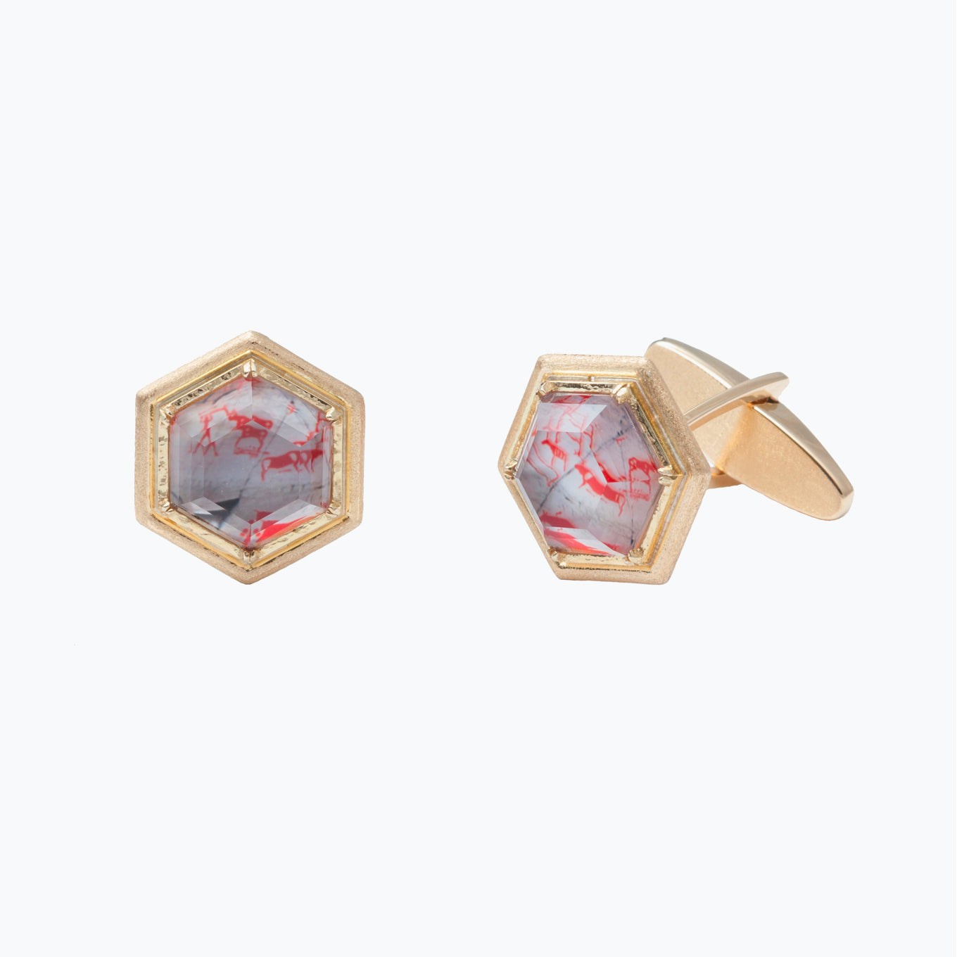 Yellow Gold Cave Painting Cufflinks