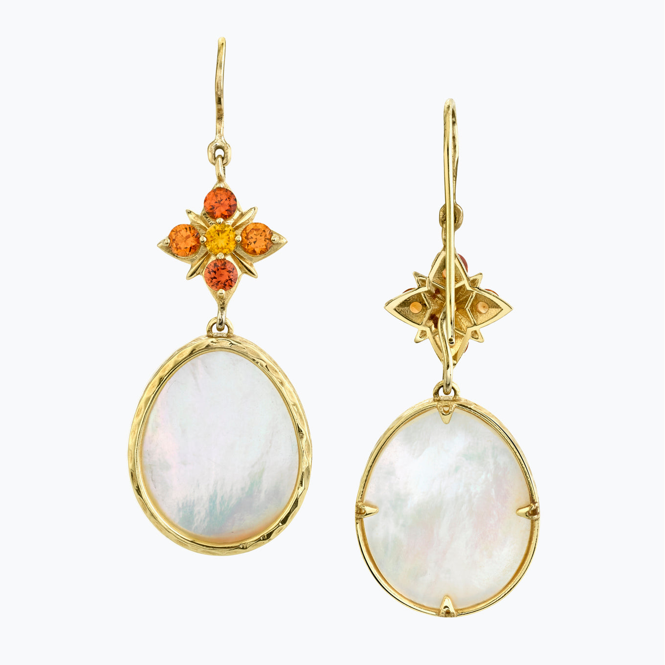 Convertible Sapphire Earrings with Mother of Pearl Drop