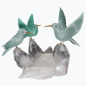 Trio of Green Quartz Hummingbirds