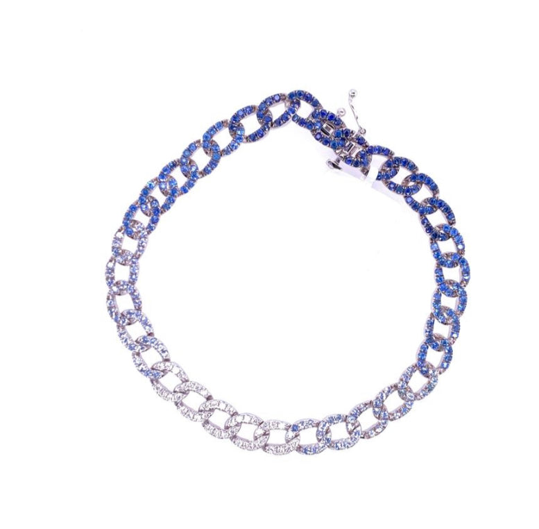 Ombré Blue Sapphire flat link Bracelet